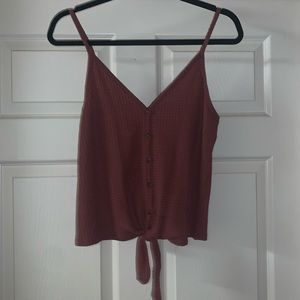 🚫SOLD🚫 Maroon Knitted Tank with Wooden Buttons